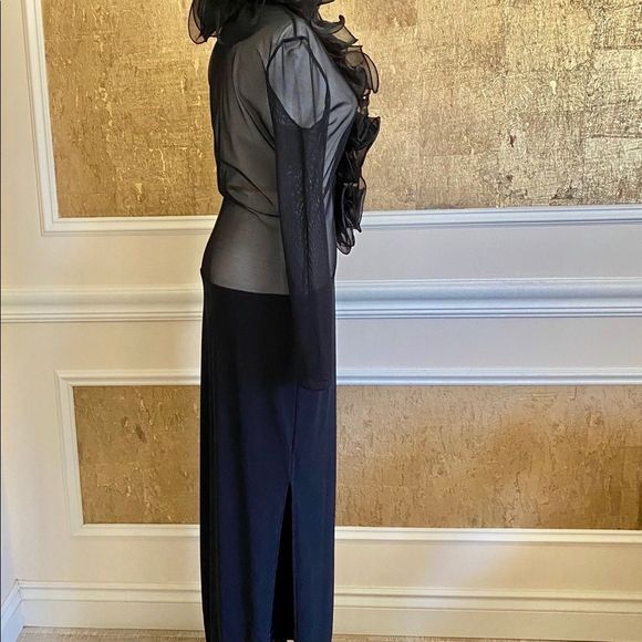 Costume MADE black ruffles mesh maxi dress S - Picture 4 of 4